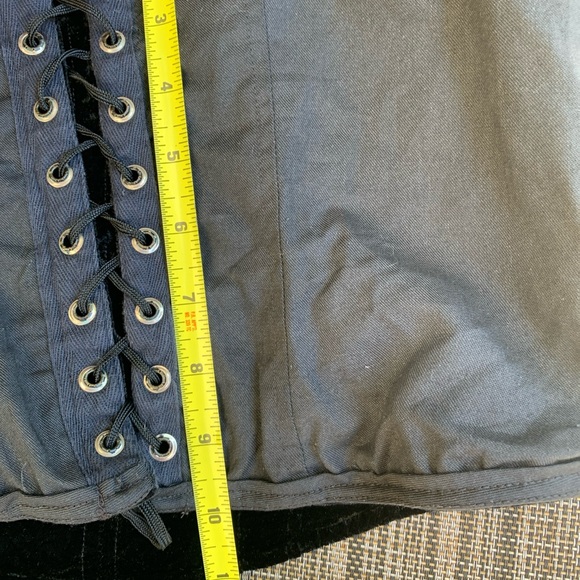 Vintage Ralph Lauren Black Velvet Rayon Lace Up Corset Union Made - Picture 15 of 16